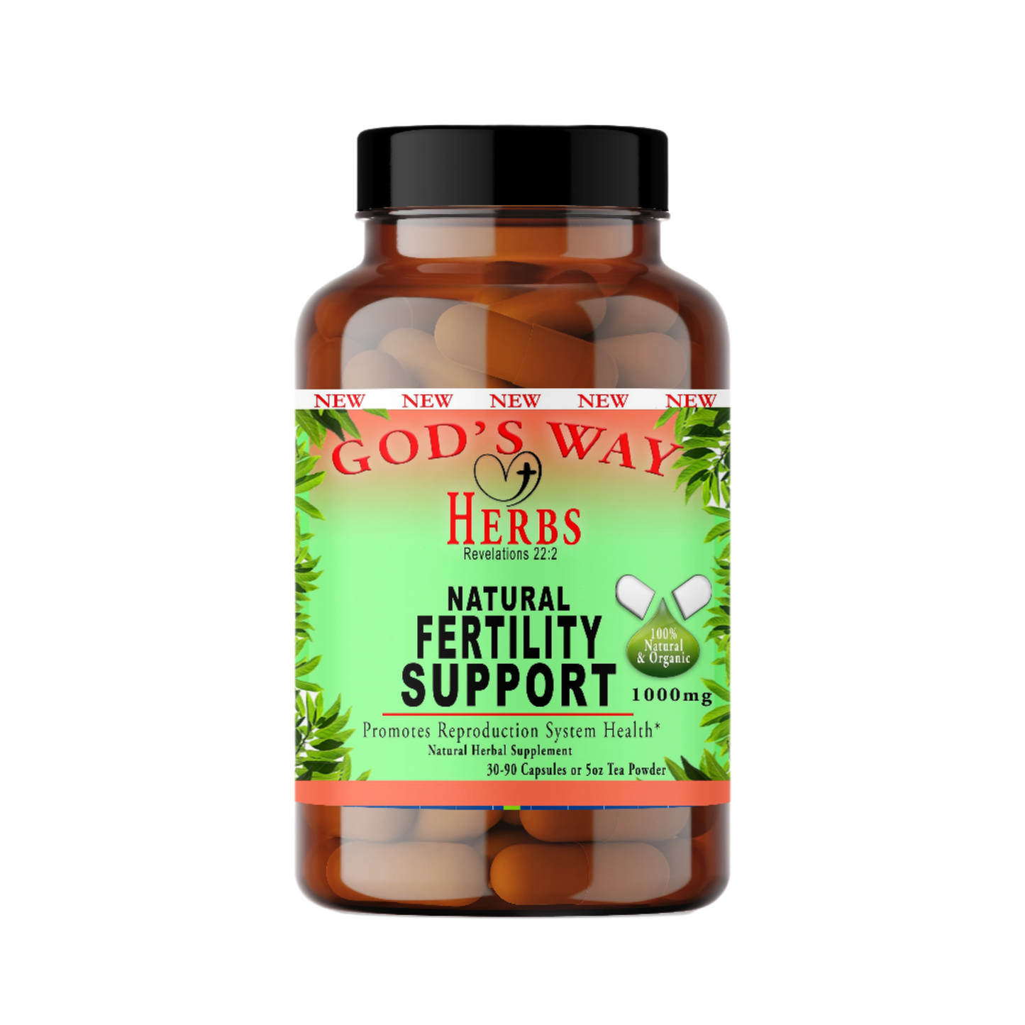 Fertility Support Herbal supplement with damiana, red clover, raspberry leaf, Angelica root, dong quai and more by Gods Way Herbs