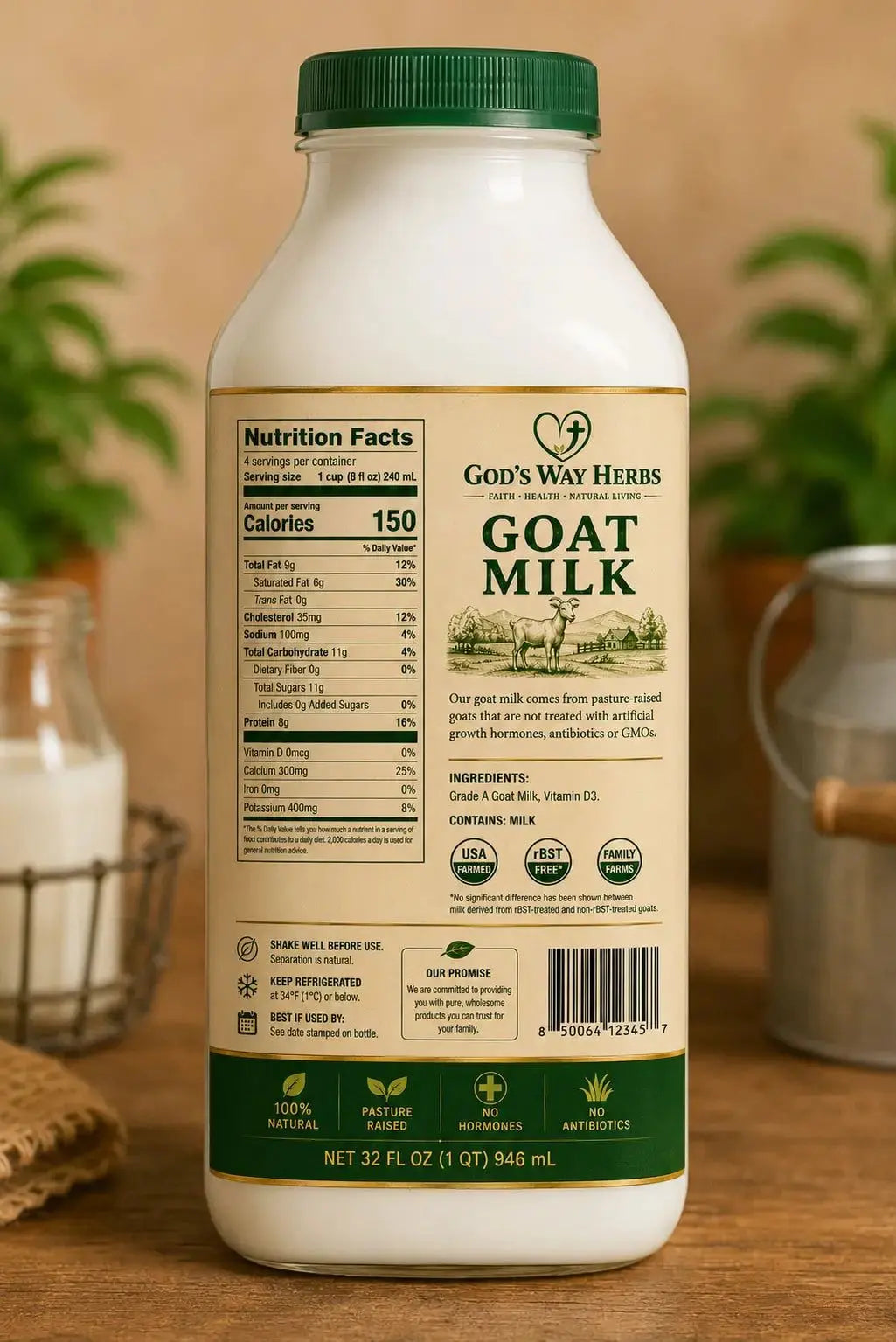 Grade A Goat Milk 32oz God's Way Herbs