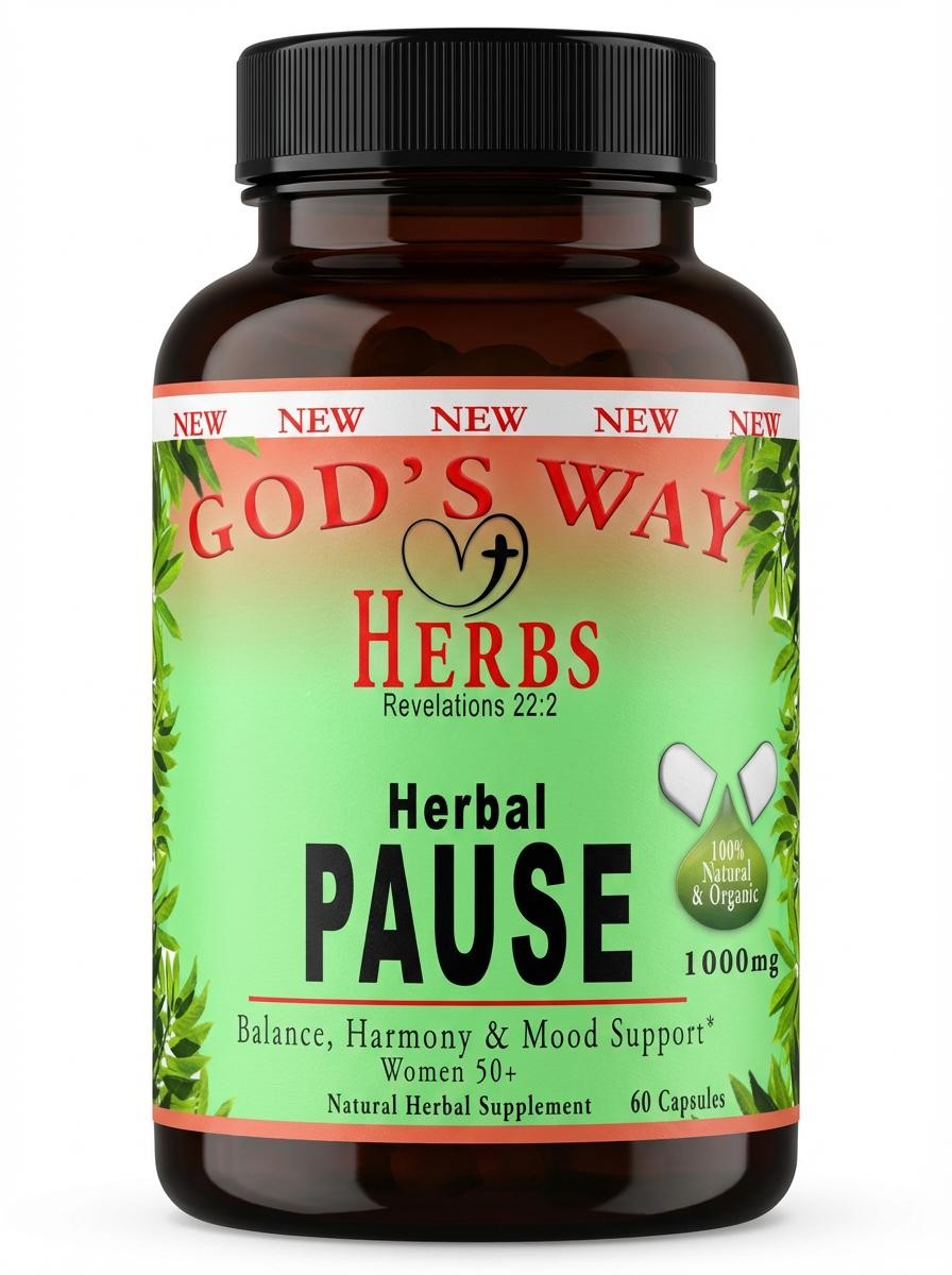 pause 60ct balance and mood support herbal supplement for mature women over 50 by Gods Way Herbs, natural herbs support immunity and balance. hot, sweats