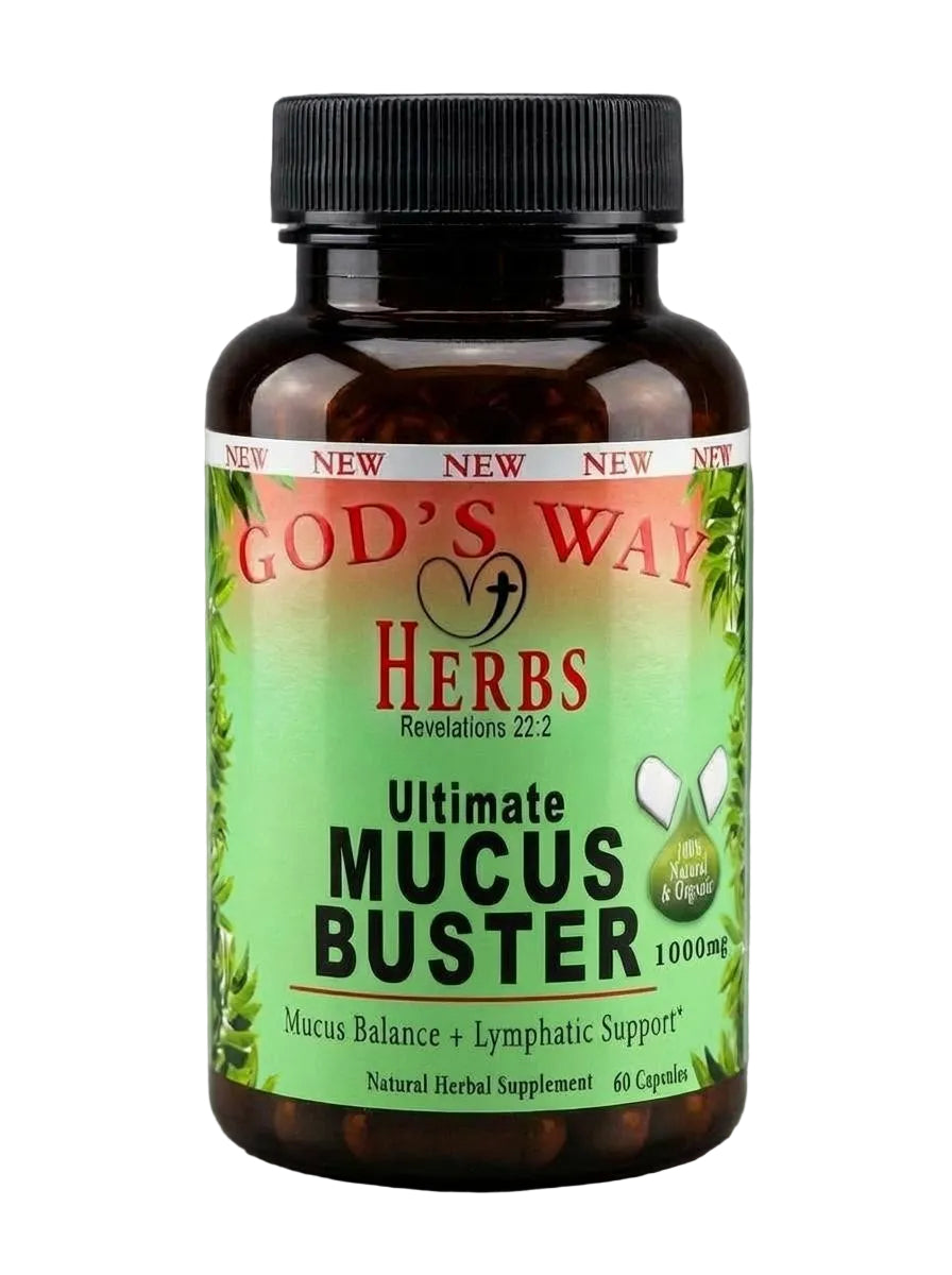 Ultimate Mucus Buster, Detox by God's Way Herbs- Dr. Sebi inspired Natural Herbal Supplements cleanse, cascara segrada, rhubarb, hydrangea, linden, blessed thistle