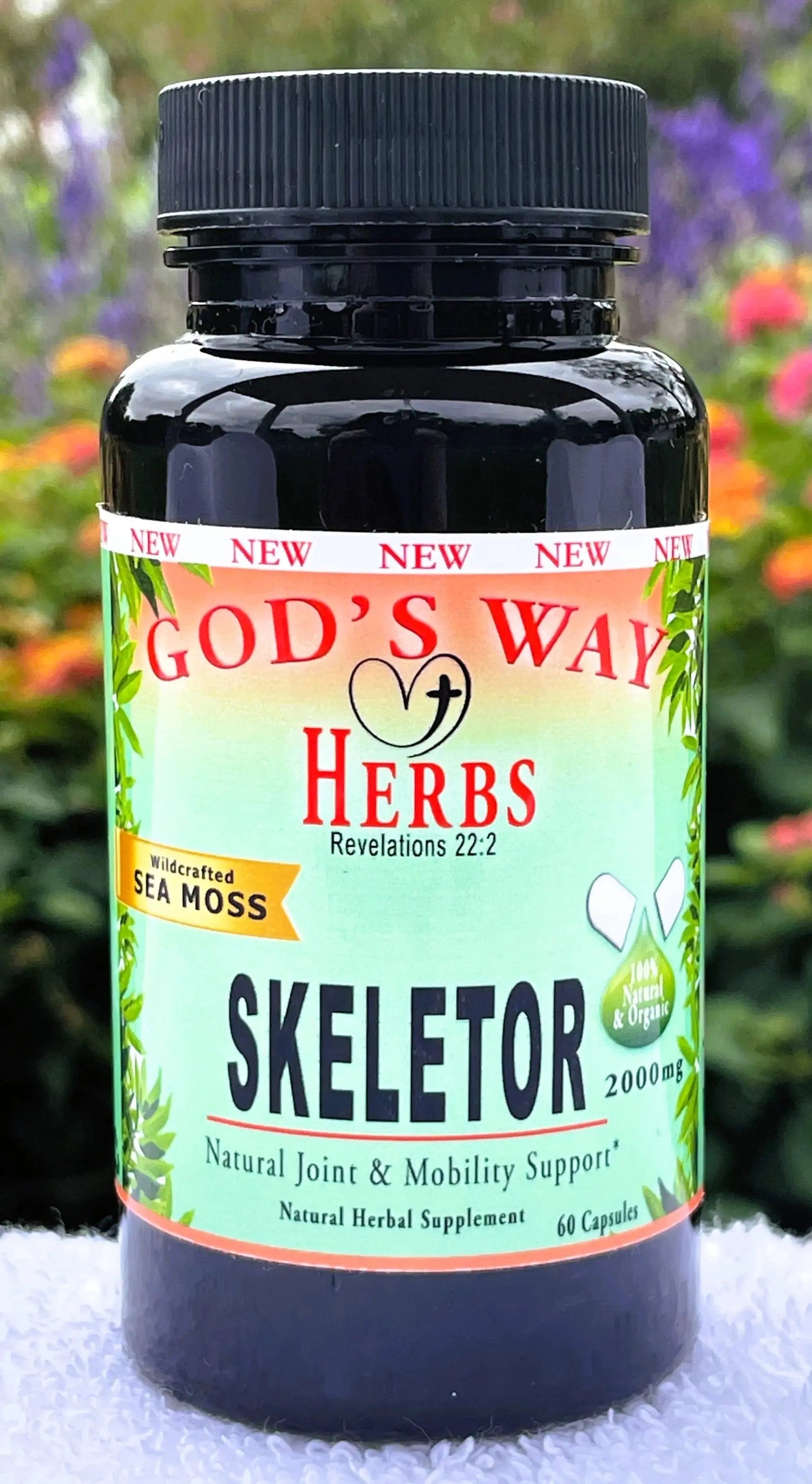Skeletor joint and immune system support by God's Way Herbs, sea moss, bladderwrack, kelp and hyssop, natural herbs, supplements