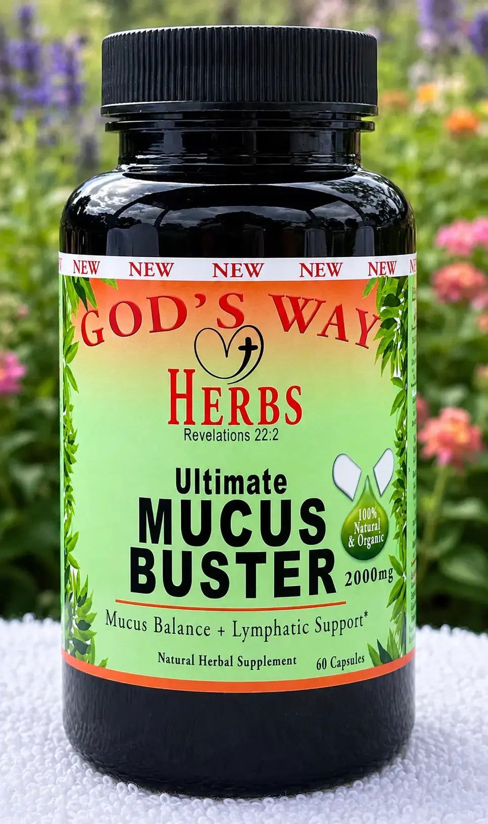 Mucus Cleanse Herbal Supplement formula 60ct bottle.