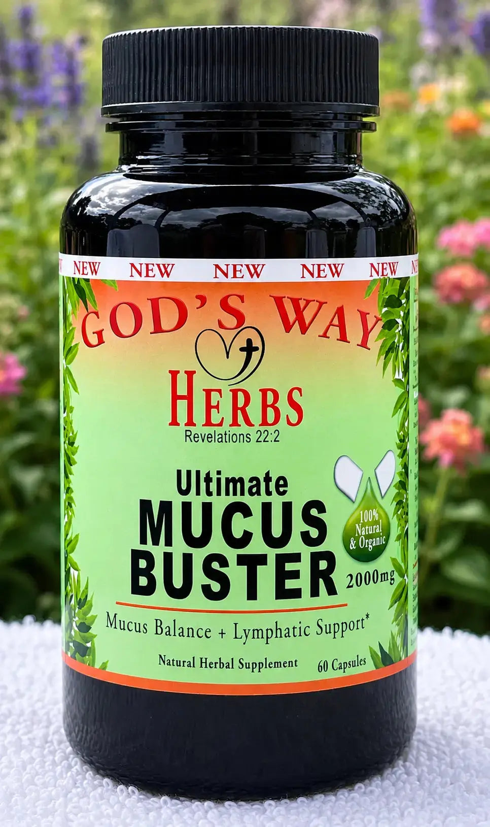 Mucus Cleanse Herbal Supplement formula 60ct bottle.