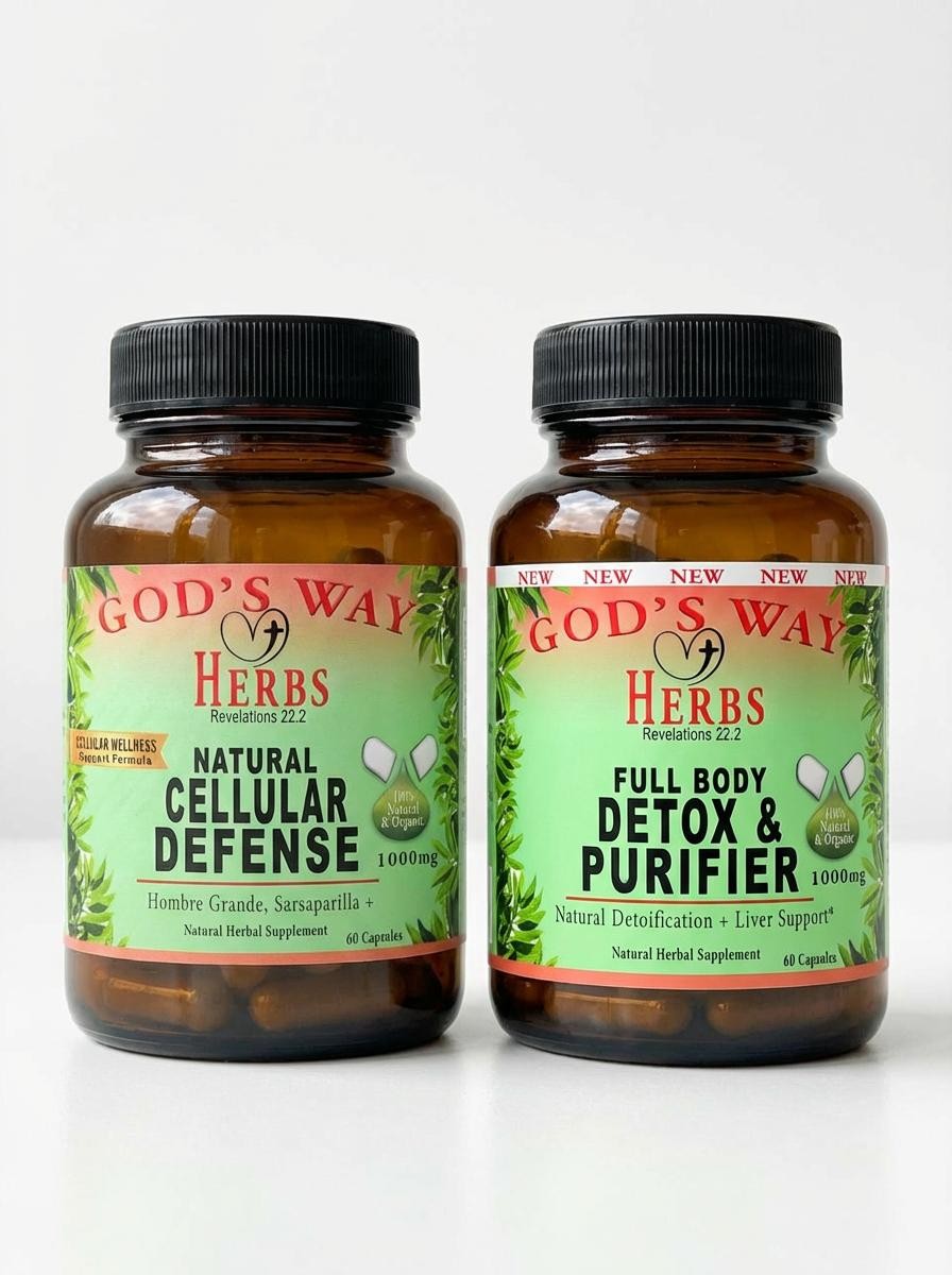 Water Fast Package by Gods Way Herbs, mucus buster 60ct. Iron & Oxygen 60ct and the Full Body Cleanse & Purifier 60ct
