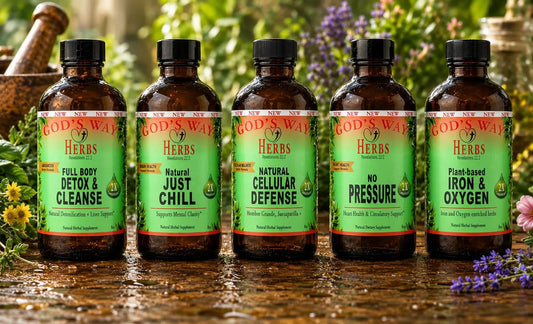 5 Herbal Tonics Package to include Iron and Nutrient Support, brain health support. heart health support, full body cleanse support, cellular wellness support