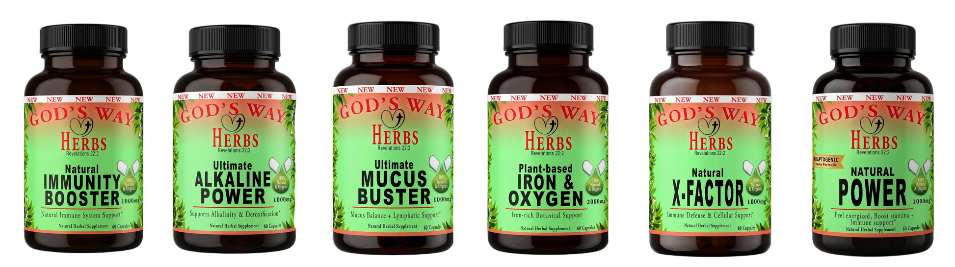 Herbal Supplements Wellness Package #3 by Gods Way Herbs includes Full Body Detox & Purifier 60ct, No Pressure 60ct heart health and digestion formula, Herbal 911 60ct promotes cellular wellness and immunity, Just Chill 60ct Calming Mood Support and Skeletor joint and mobility and thyroid health support
