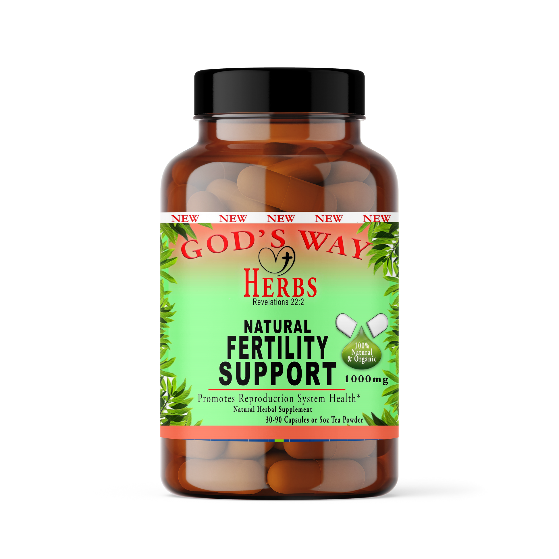 Fertility Support Herbal supplement with damiana, red clover, raspberry leaf, Angelica root, dong quai and more by Gods Way Herbs 