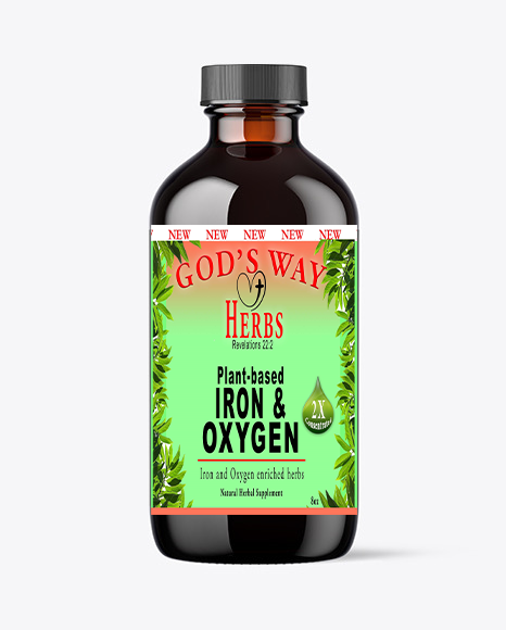 Plant-based Iron & Oxygen 8oz liquid Tonic Multi Vitamin by God's Way Herbs- Natural Herbal Supplements and tea, dr sebi green food and iron plus ingredients combined!