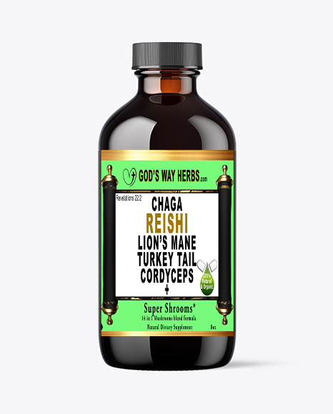 14 in 1 Mushroom Complex by God;s Way Herbs with reishi, chaga, lion's mane, cordyceps, turkey tail, liquid, tonic