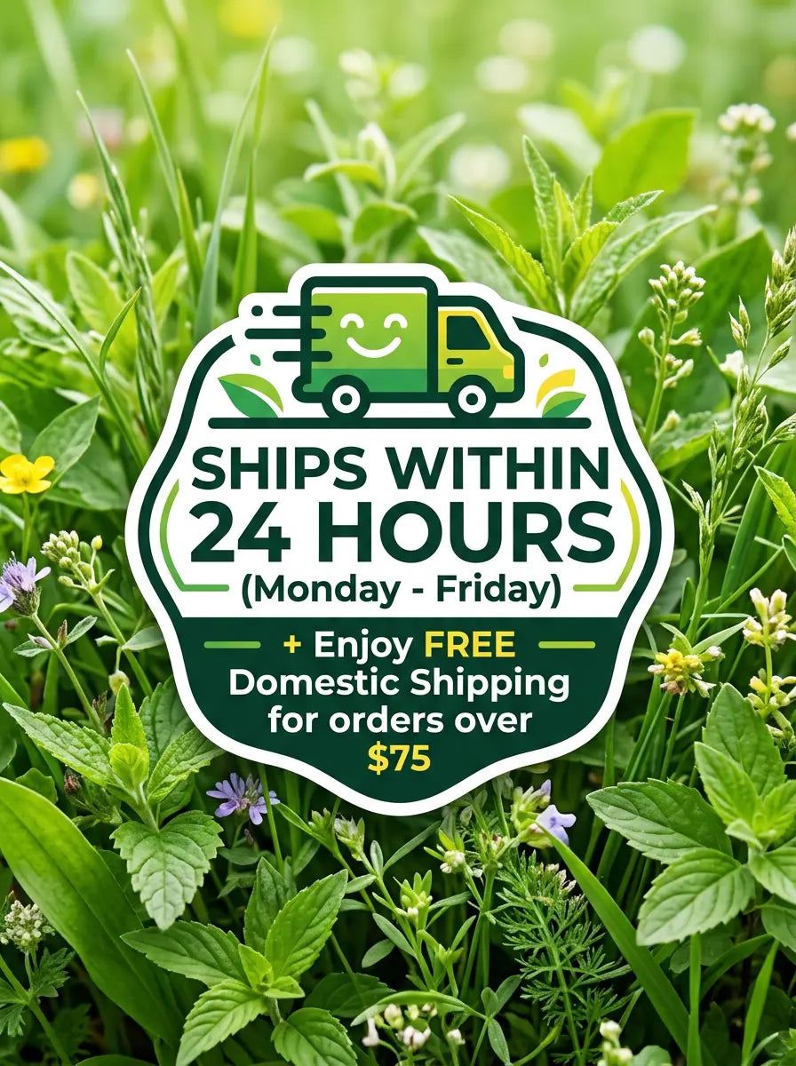 God's Way Herbs ships within 24 hours, free shipping for orders over $75