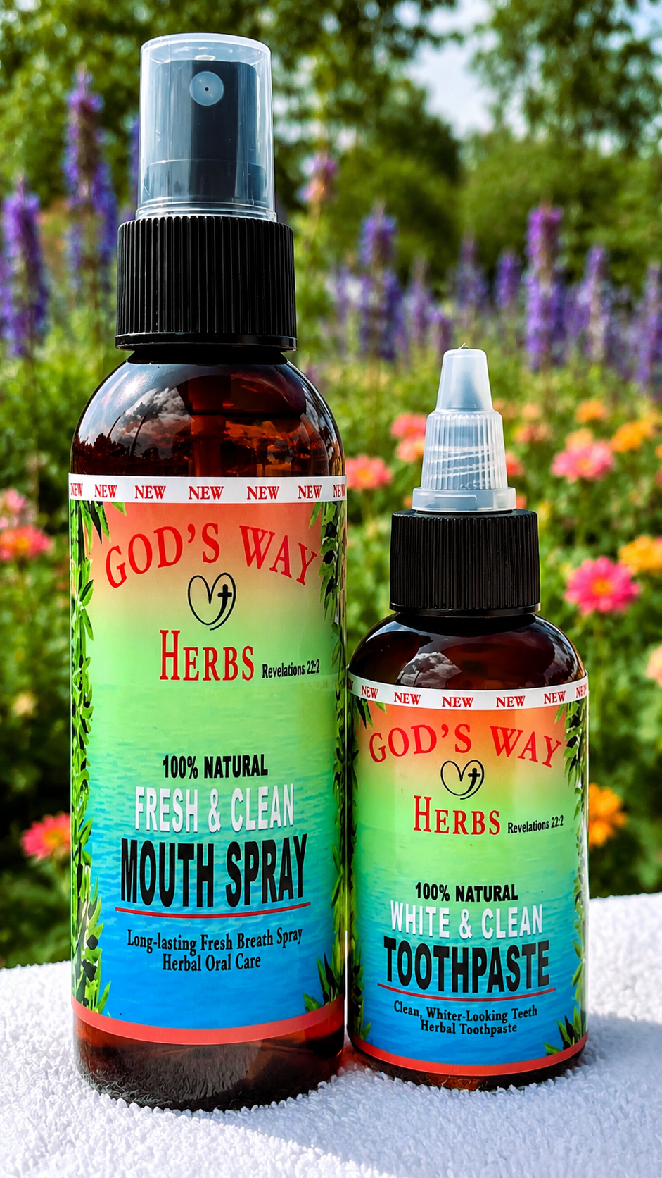 Natural herbal oral Care Package with White & Clean Herbal Toothpaste and Fresh & Clean Herbal Mouth Spray.