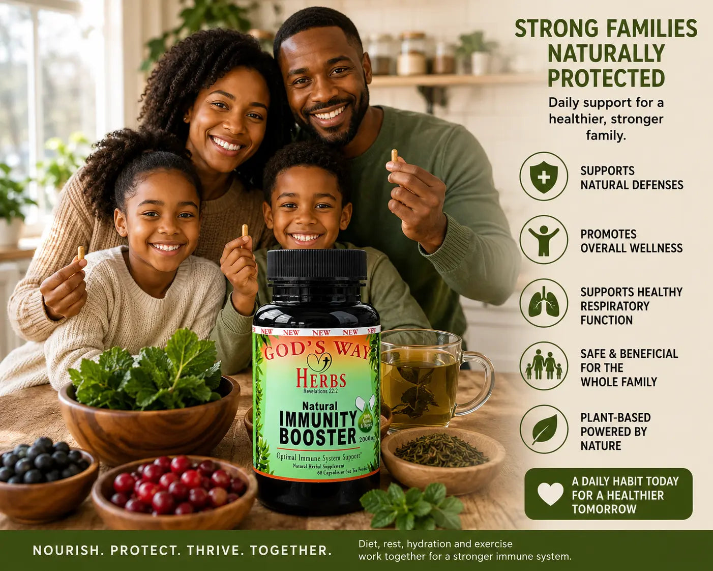 Family taking Immunity Booster Herbal Supplement blend by G'd Way Herbs