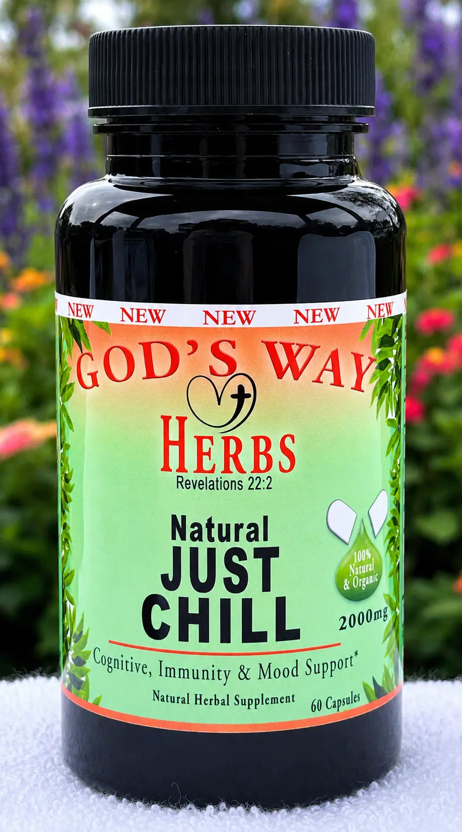 Just Chill (Calm & Mental Clarity Herbal Support Formula 60ct by God's Way Herbs