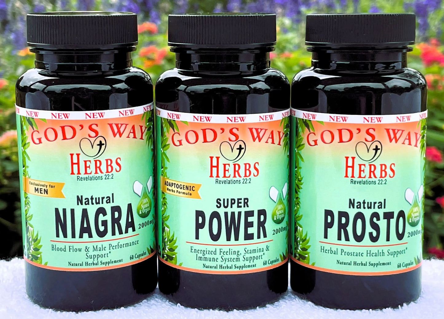 Man Power Trio, Natural Herbal Supplements for Men with Niagra 60ct, Prosto 60ct and Superpowers 60ct by Gods Way Herbs