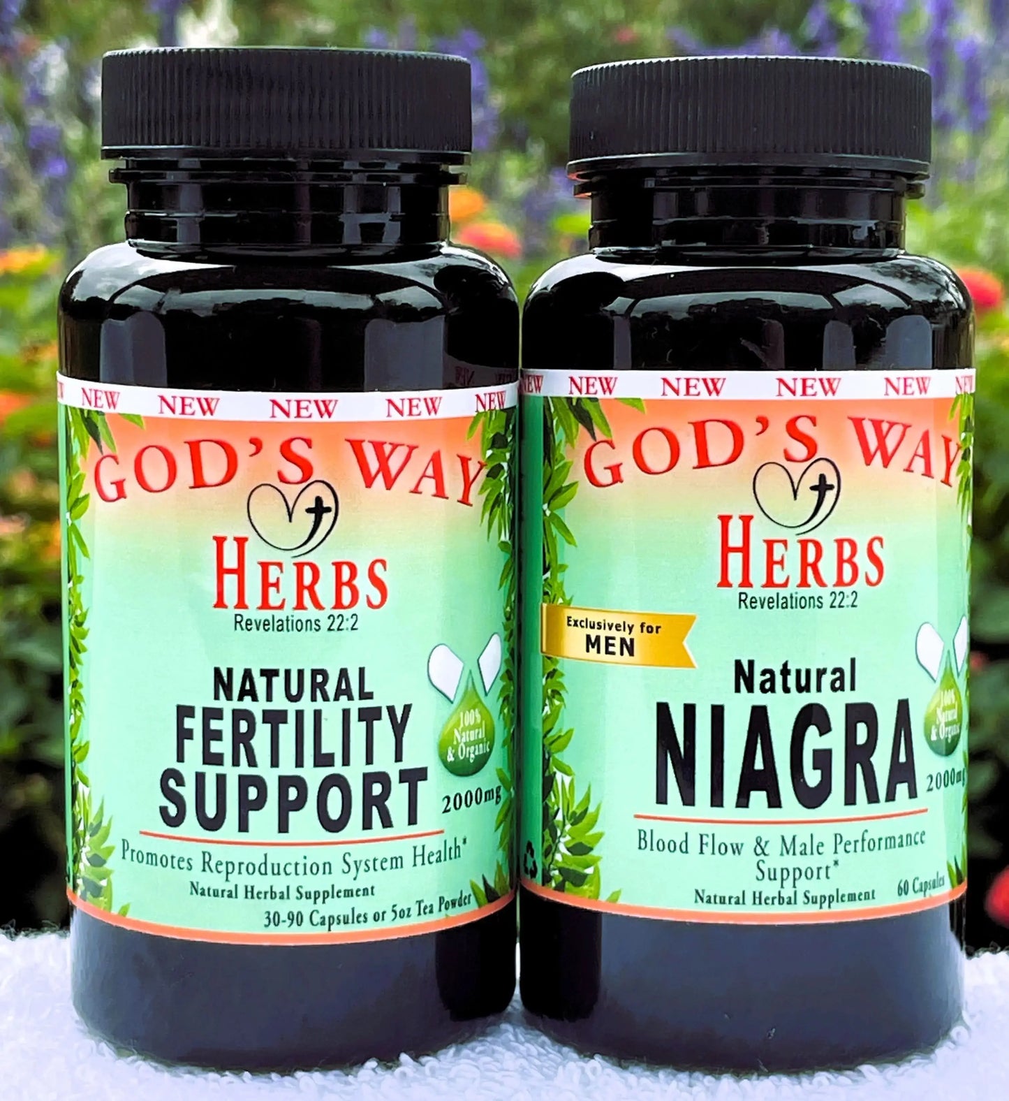 Fertility Support Herbal supplement Pack- Fertility Support and Niagra for men with damiana, red clover, raspberry leaf, Angelica root, dong quai and more by Gods Way Herbs 