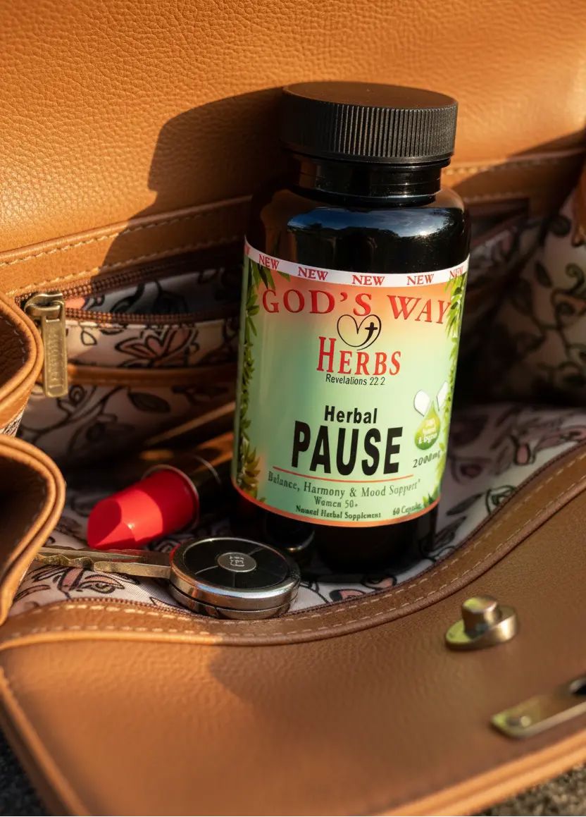 Menopause support supplement inside a woman's purse