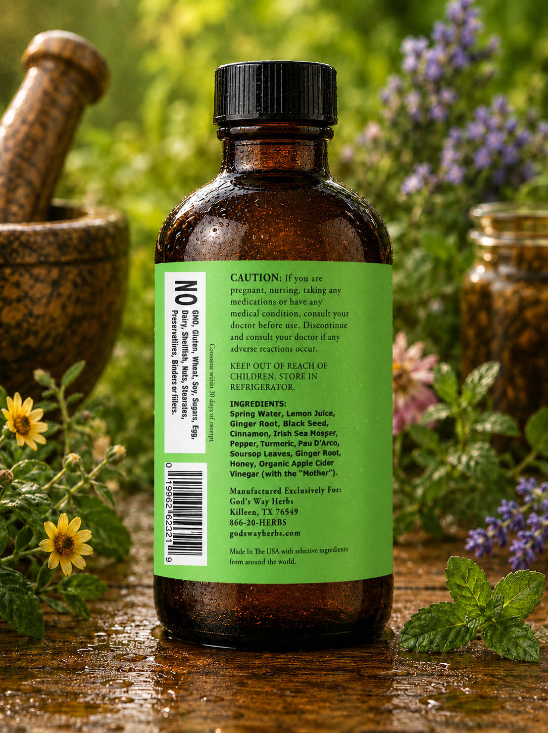 back of Quick Fix Master Herbal Tonic label ingredients