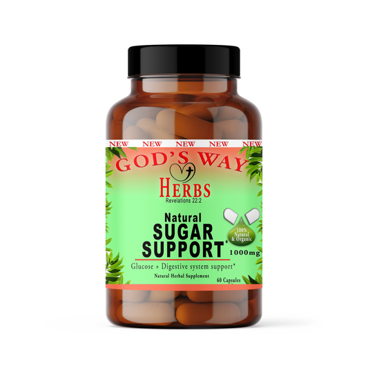 Sugar Support by Gods Way Herbs, natural supplements, heart health, sugar levels support, huereque, prodijiosa, dandelion root, nopal cactus