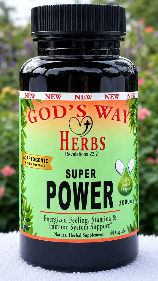 Superpower adaptogenic herbal supplement formula for energy, vitality and immune support.