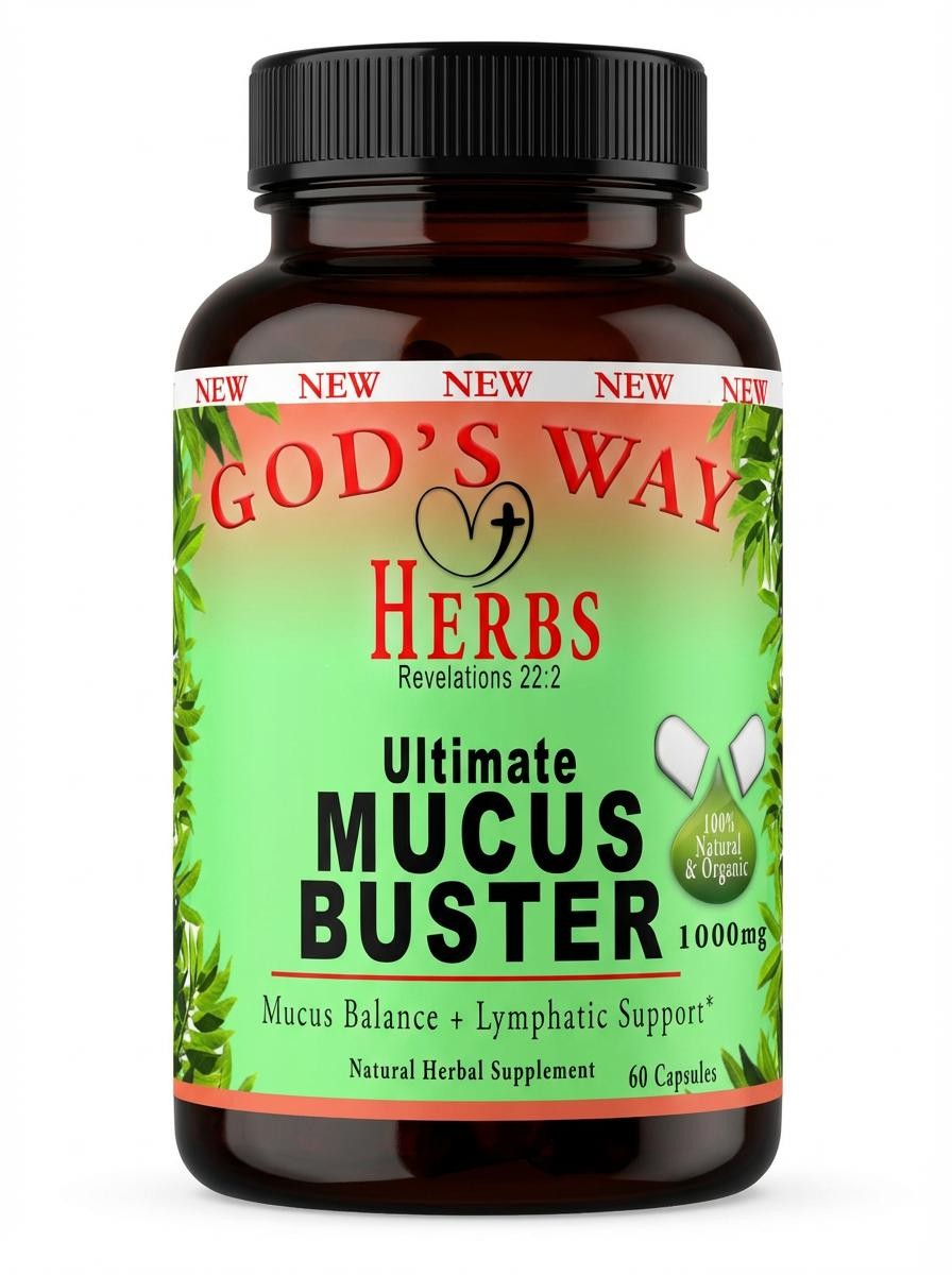 Ultimate Mucus Buster, Supports digestion and the body's natural detoxification process by God's Way Herbs- Dr. Sebi inspired Natural Herbal Supplements cleanse, cascara segrada, rhubarb, hydrangea, linden, blessed thistle