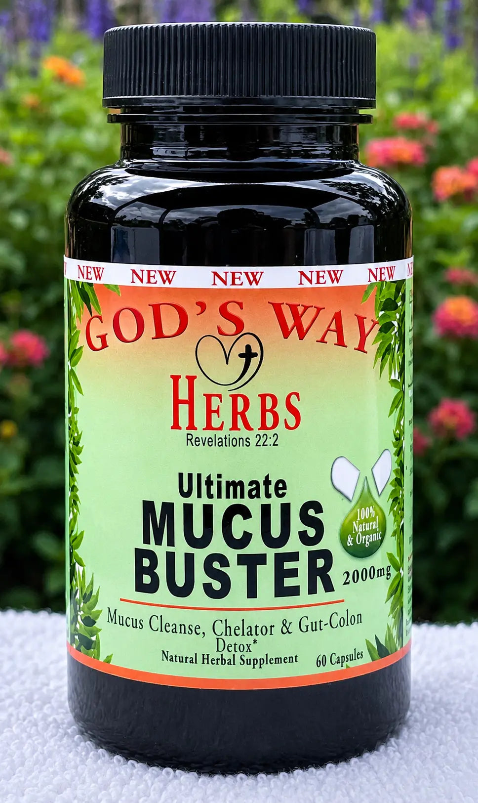 Mucus Cleanse Supplement for Gut, Digestion &amp; Lymphatic Support, Ultimate Mucus Buster, Supports digestion and the body's natural detoxification process by God's Way Herbs- Dr. Sebi inspired Natural Herbal Supplements cleanse, cascara segrada, rhubarb, hydrangea, linden, blessed thistle