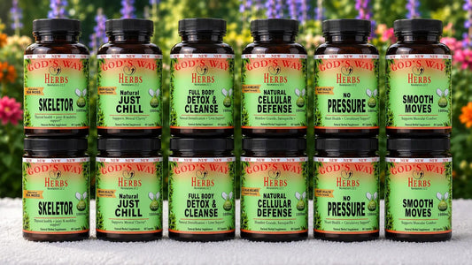 Total Body wellness Herbal Supplements Support Package #3 with 2 Full Body Detox & Cleanse 60ct, 2 No Pressure 60ct heart health and digestion formula, 2 Cellular Defense 60ct promotes cellular wellness and immunity, 2 Just Chill 60ct Calming Mood Support and 2 Skeletor joint and mobility and thyroid health support and 2 Smooth Move muscular tension support health supplements.