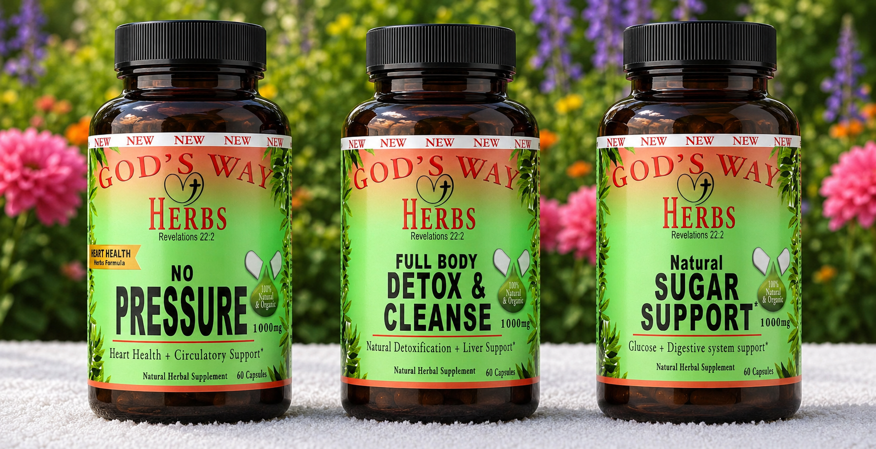 Heart Health & Sugar Support Supplement Bundle with No Pressure, Full Body Detox & Cleanse and Natural Sugar Support for heart health, circulation, glucose support and natural detoxification and liver support