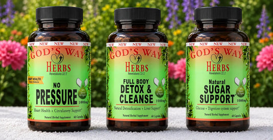 Sugar Support and Heart health wellness package #5 by Gods Way Herbs, natural supplements, detox, heart, sugar levels support, cleanse, elderberry, nopal cactus, burdock root, yellowdock, chaparral, huereque, prodijiosa and more!