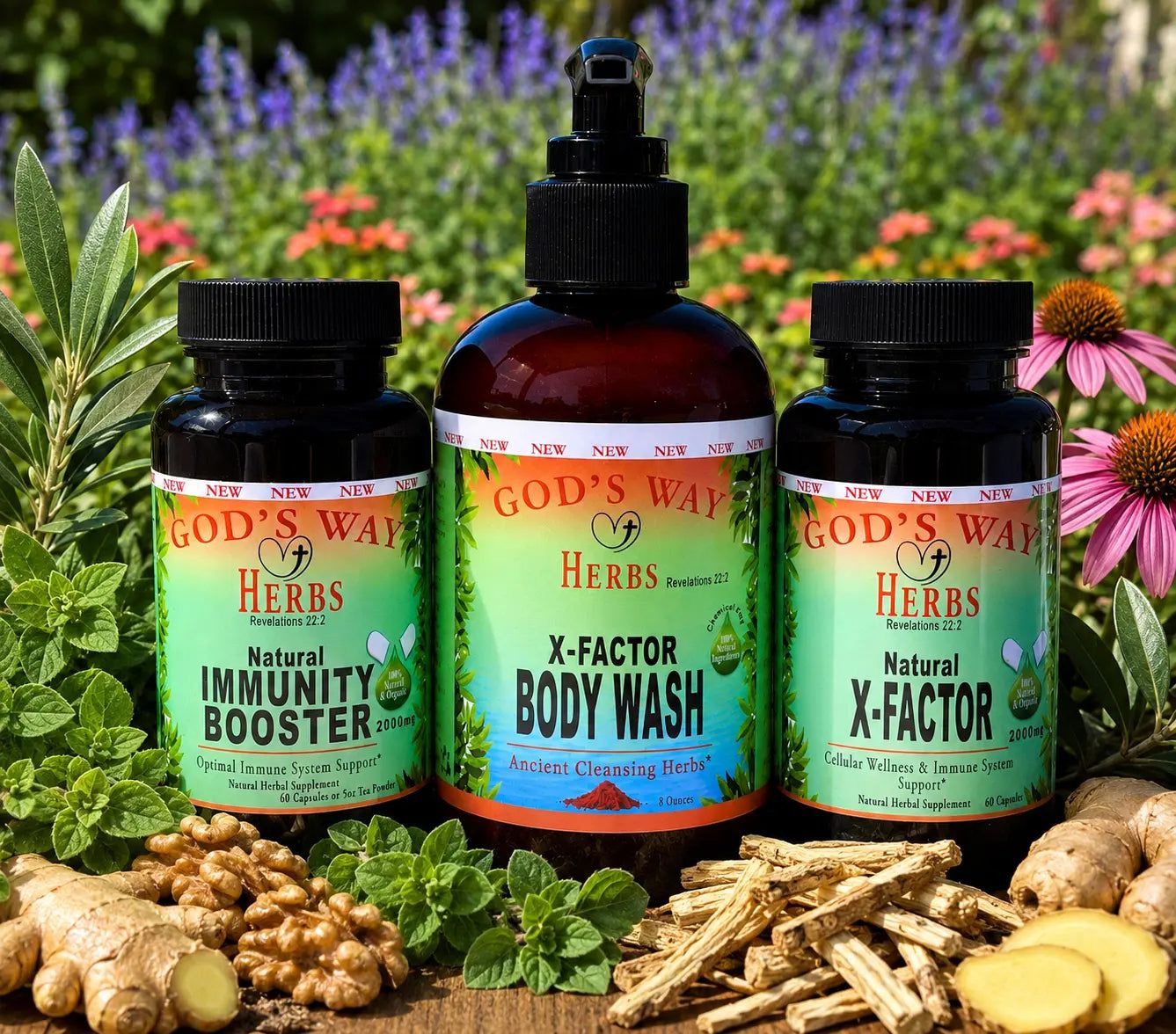 Advanced Immunity Herbal Supplements Package with Herbal Body Wash