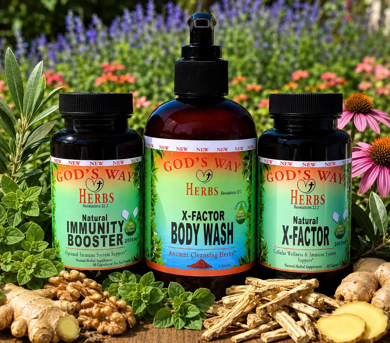 Advanced Immunity Herbal Supplements Package with Herbal Body Wash