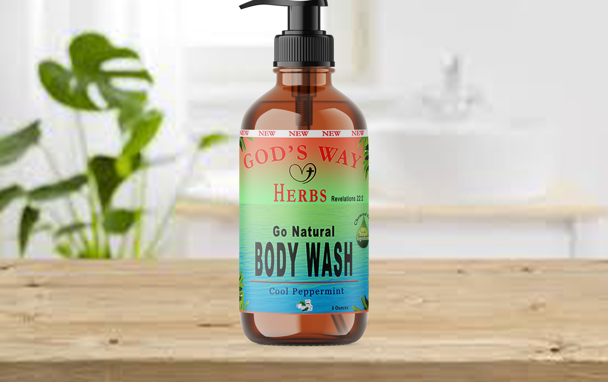 Go Natural Herbal body wash, Cool Mint 8ozn, cleansing, liquid soap, ancient, herbs. biblical, god's way herbs, cool mint, lemon meringue pie, cinnamon sensations, cool mint, victorious battles, adam & eve cleansing body wash by Gods Way Herbs